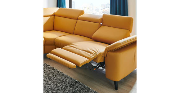 ECKSOFA in Echtleder Gelb  239/285 cm  - Gelb/Schwarz, Design, Leder/Metall (239/285cm) - Cantus