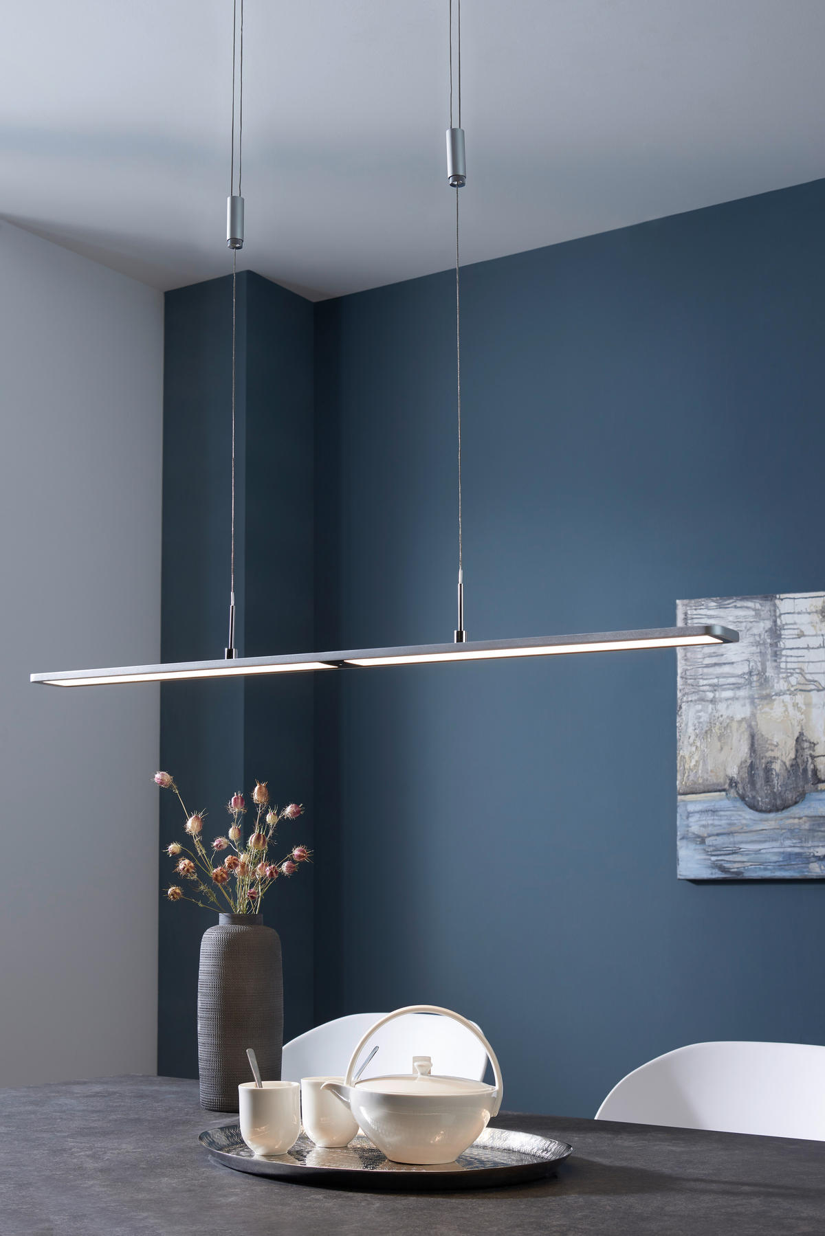 LED-HÄNGELEUCHTE 100/7/160 cm  - Alufarben, Trend, Metall (100/7/160cm) - Paul Neuhaus