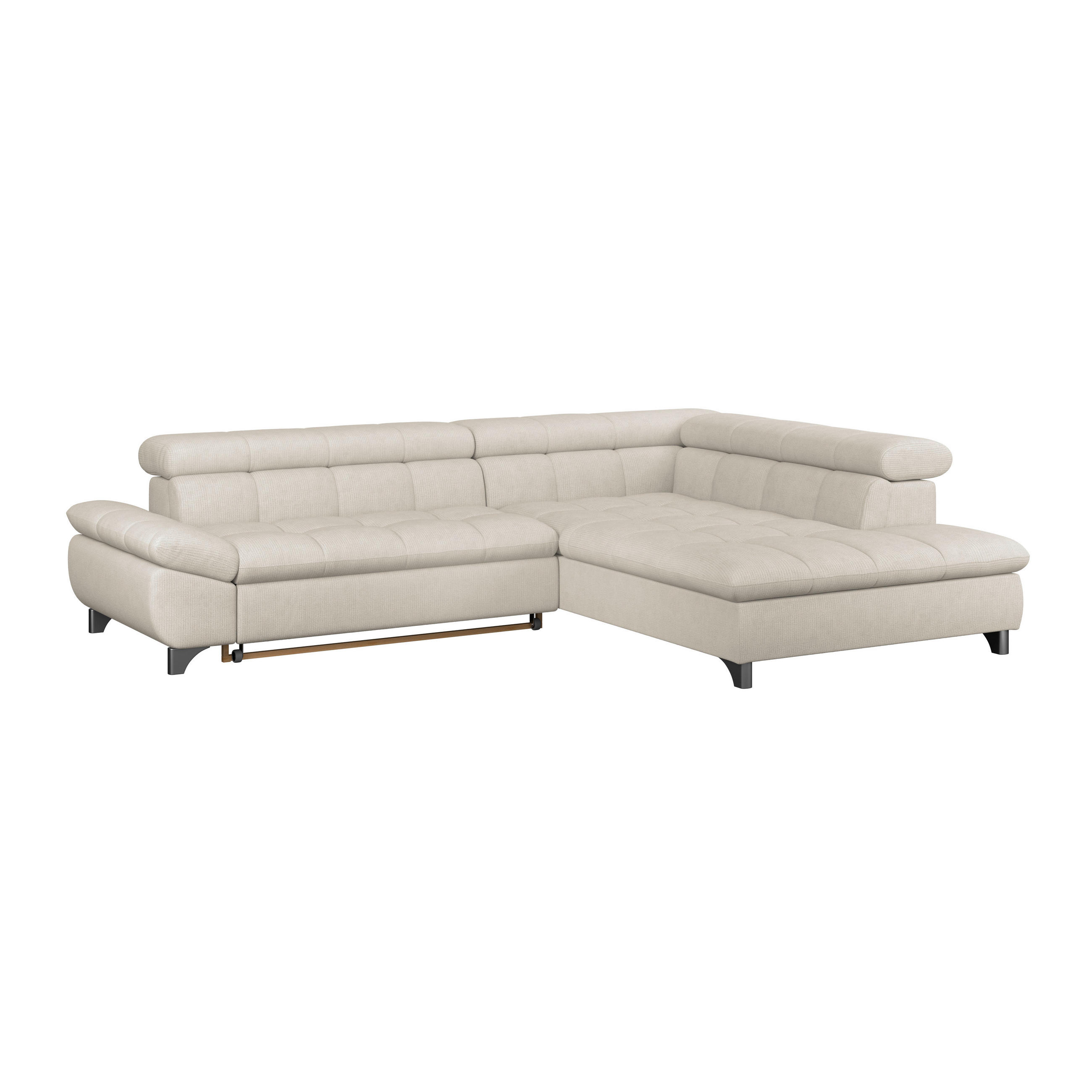 ECKSOFA Beige Chenille  - Chromfarben/Beige, KONVENTIONELL, Textil/Metall (312/234cm) - Livetastic