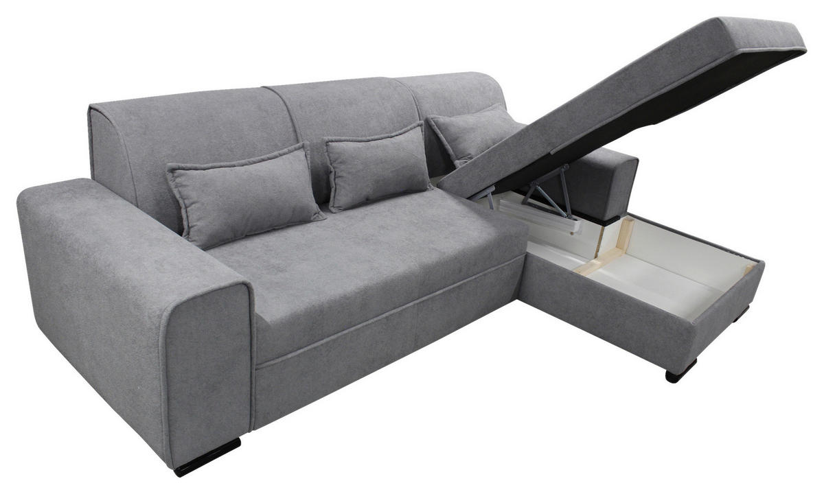 ECKSOFA in Struktur, Bouclé Grau  - Schwarz/Grau, Design, Kunststoff/Textil (270/175cm) - MID.YOU