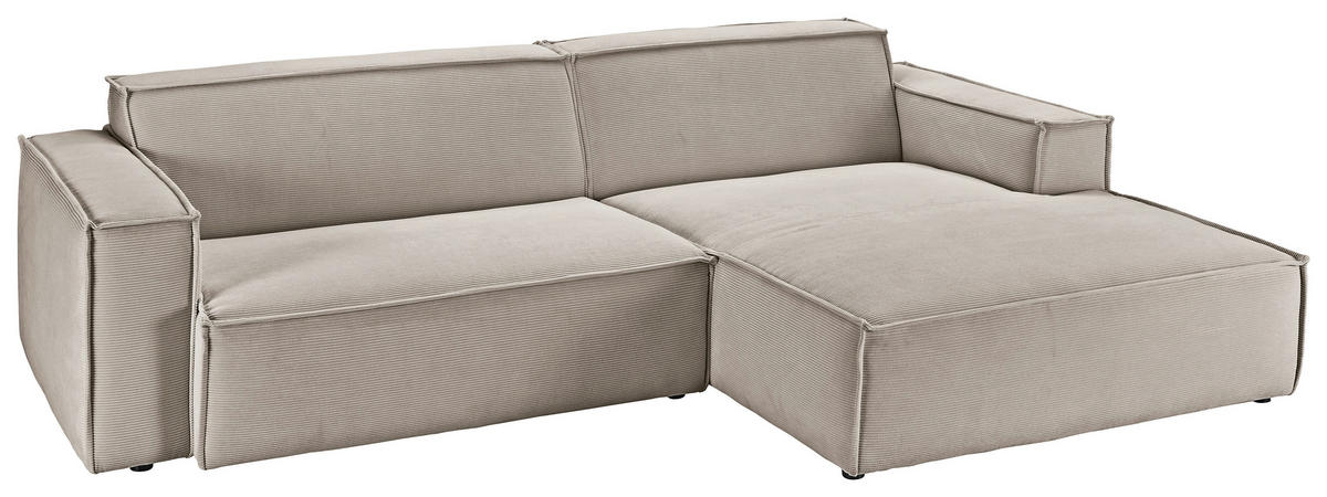 ECKSOFA in Feincord Sandfarben  - Sandfarben/Schwarz, Konventionell, Kunststoff/Textil (276/168cm) - Hom`in