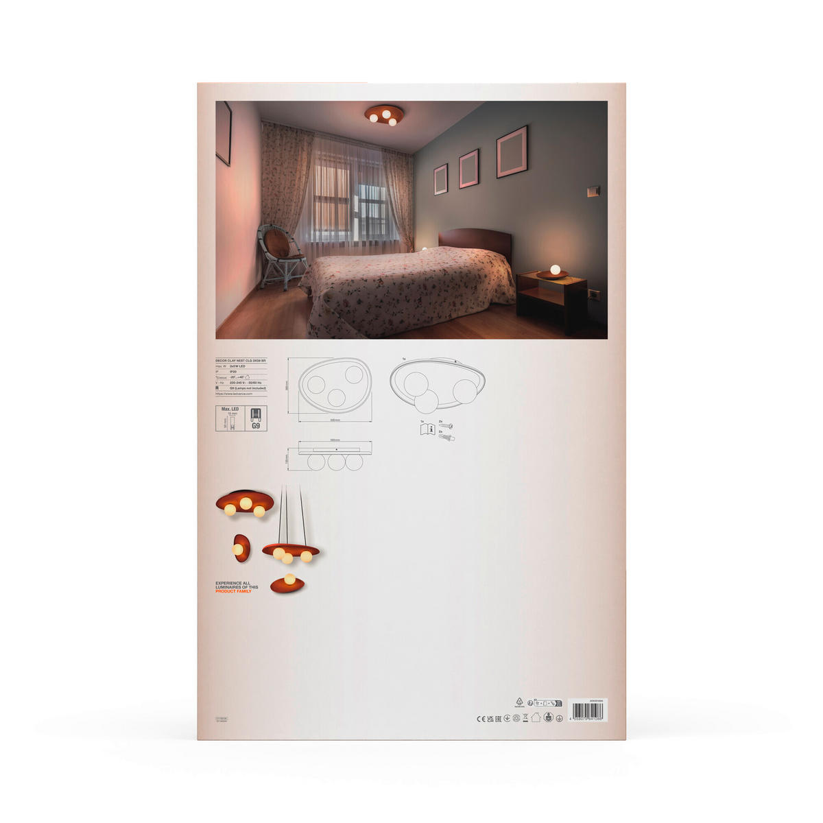 DECKENLEUCHTE    20/13,5/26 cm  - Braun, Natur, Glas/Stein (20/13,5/26cm) - Ledvance