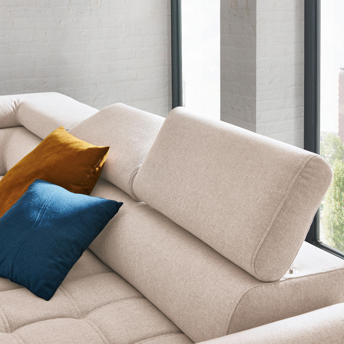 ECKSOFA in Webstoff Beige  - Beige/Schwarz, Design, Textil/Metall (223/263cm) - Welnova