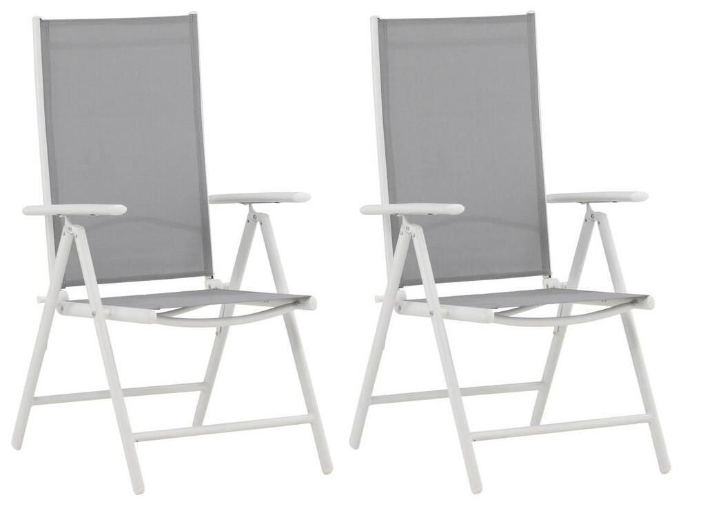 UTESTOLAR SET i metall, textil grå, vit  - vit/grå, Klassisk, metall/textil (55/108/62cm) - Gardenson