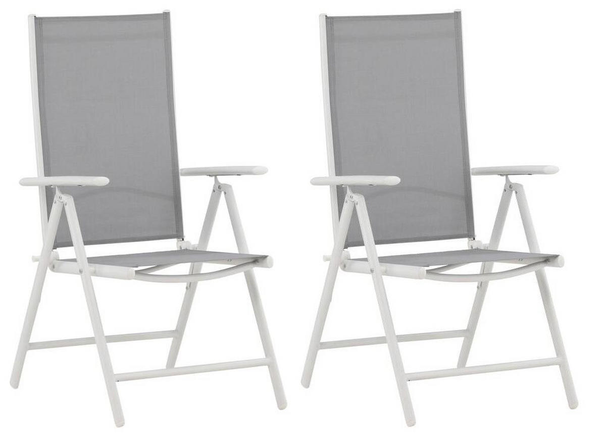UTESTOLAR SET i metall, textil grå, vit  - vit/grå, Klassisk, metall/textil (55/108/62cm) - Gardenson