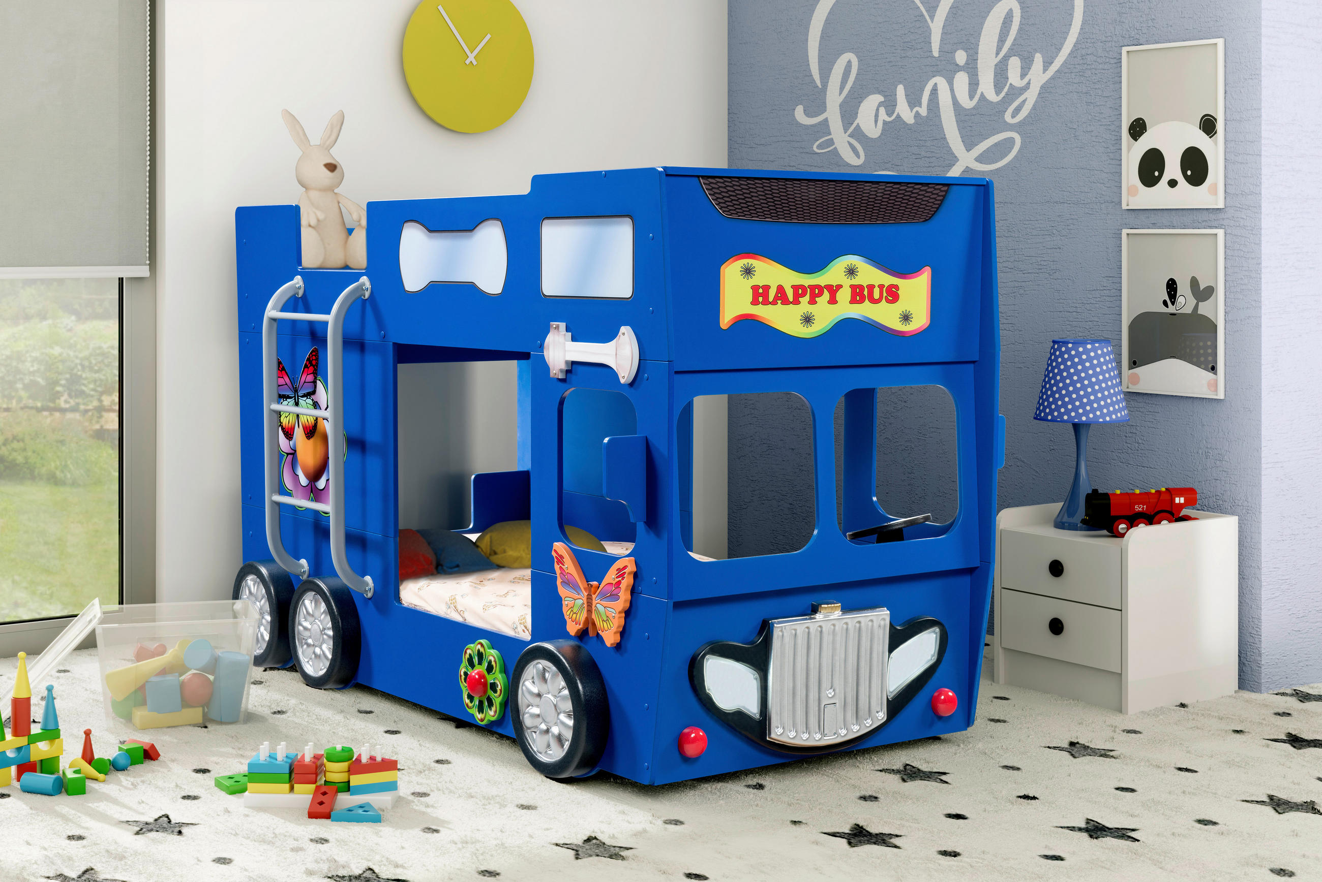 Autobett 90/190 cm Blau Blau  - Blau/Weiß, LIFESTYLE, Holz/Holzwerkstoff (90/190cm) - Livetastic