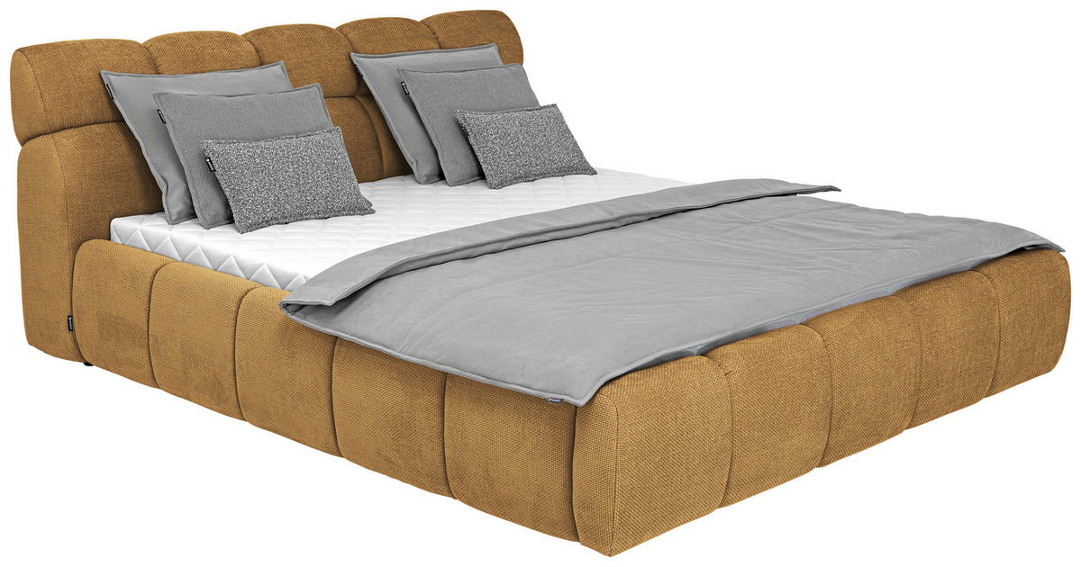 POLSTERBETT 160/200 cm  in Currygelb  - Currygelb/Schwarz, Design, Kunststoff/Textil (160/200cm) - Esposa