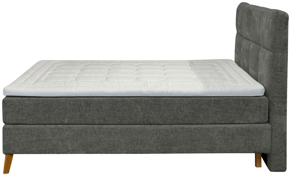 BOXSPRINGBETT 180/200 cm  in Anthrazit  - Eichefarben/Anthrazit, KONVENTIONELL, Holz/Textil (180/200cm) - Carryhome