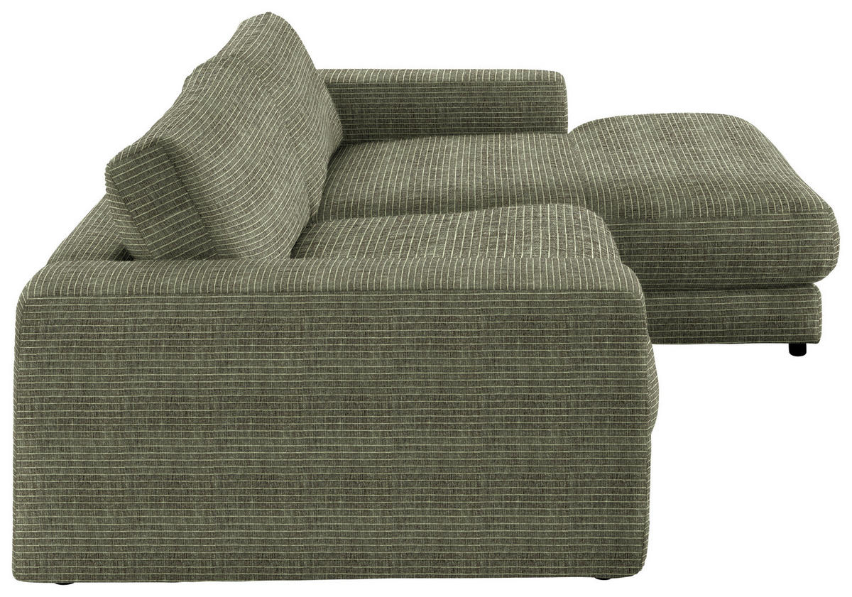 ECKSOFA in Chenille Grün  270/190 cm  - Schwarz/Grün, Design, Kunststoff/Textil (270/190cm) - Lomoco