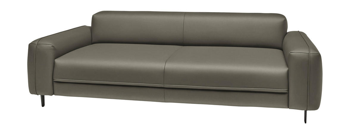 3-SITZER-SOFA  in Echtleder Grau   - Anthrazit/Grau, Design, Leder/Metall (230/70/109cm) - Johann Jakob