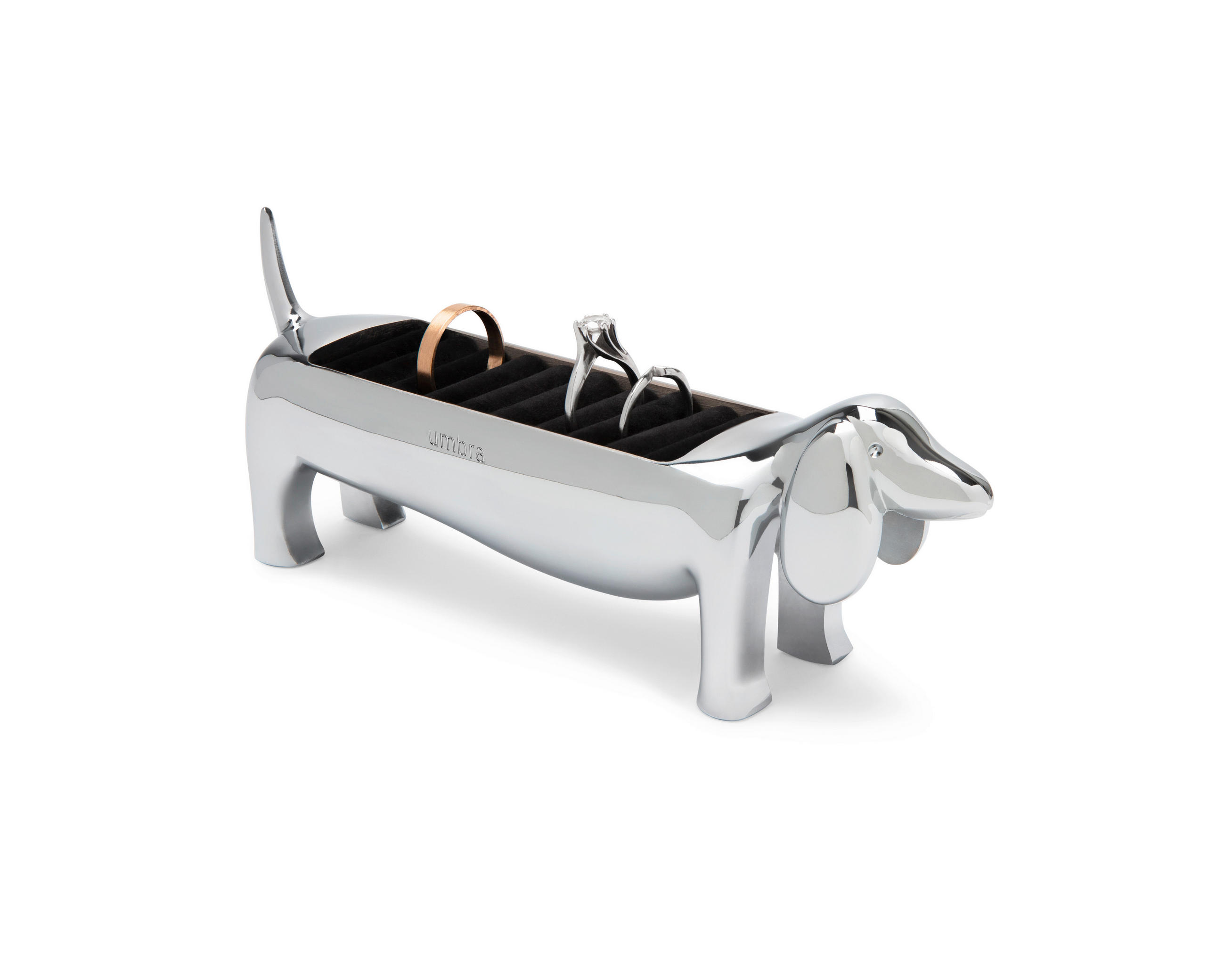 DRŽAČ ZA PRSTENJE  15/4/6 cm     - boja hroma, Osnovno, metal/tekstil (15/4/6cm) - Umbra