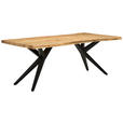 ESSTISCH in Holz, Metall 200/100/76 cm  - Schwarz/Akaziefarben, LIFESTYLE, Holz/Metall (200/100/76cm) - Landscape