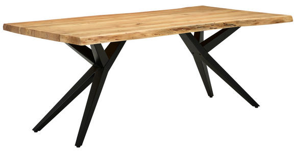ESSTISCH in Holz, Metall 200/100/76 cm  - Schwarz/Akaziefarben, LIFESTYLE, Holz/Metall (200/100/76cm) - Landscape