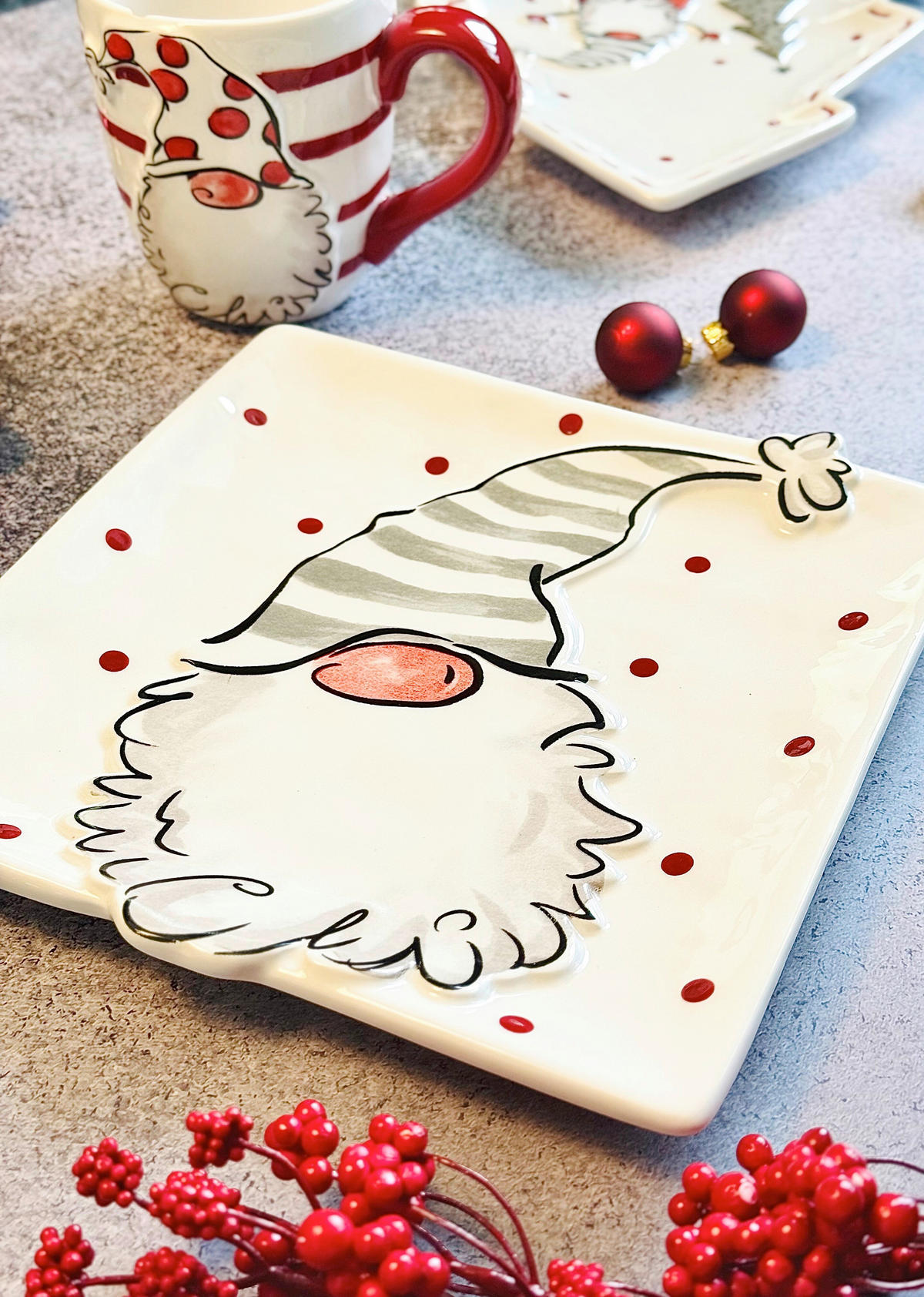SERVIERPLATTEN-SET WEIHNACHTSWICHTEL 4-teilig  - Rot/Weiß, Basics, Keramik (20/2/20cm) - Mäser