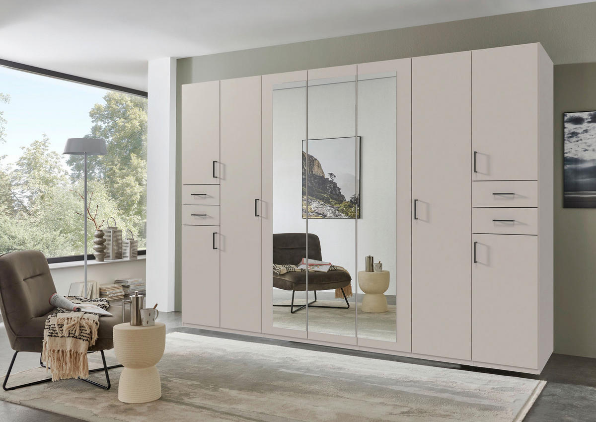 DREHTÜRENSCHRANK  in Kaschmir  - Kaschmir/Schwarz, Basics, Holzwerkstoff (313/208/58cm) - P & B