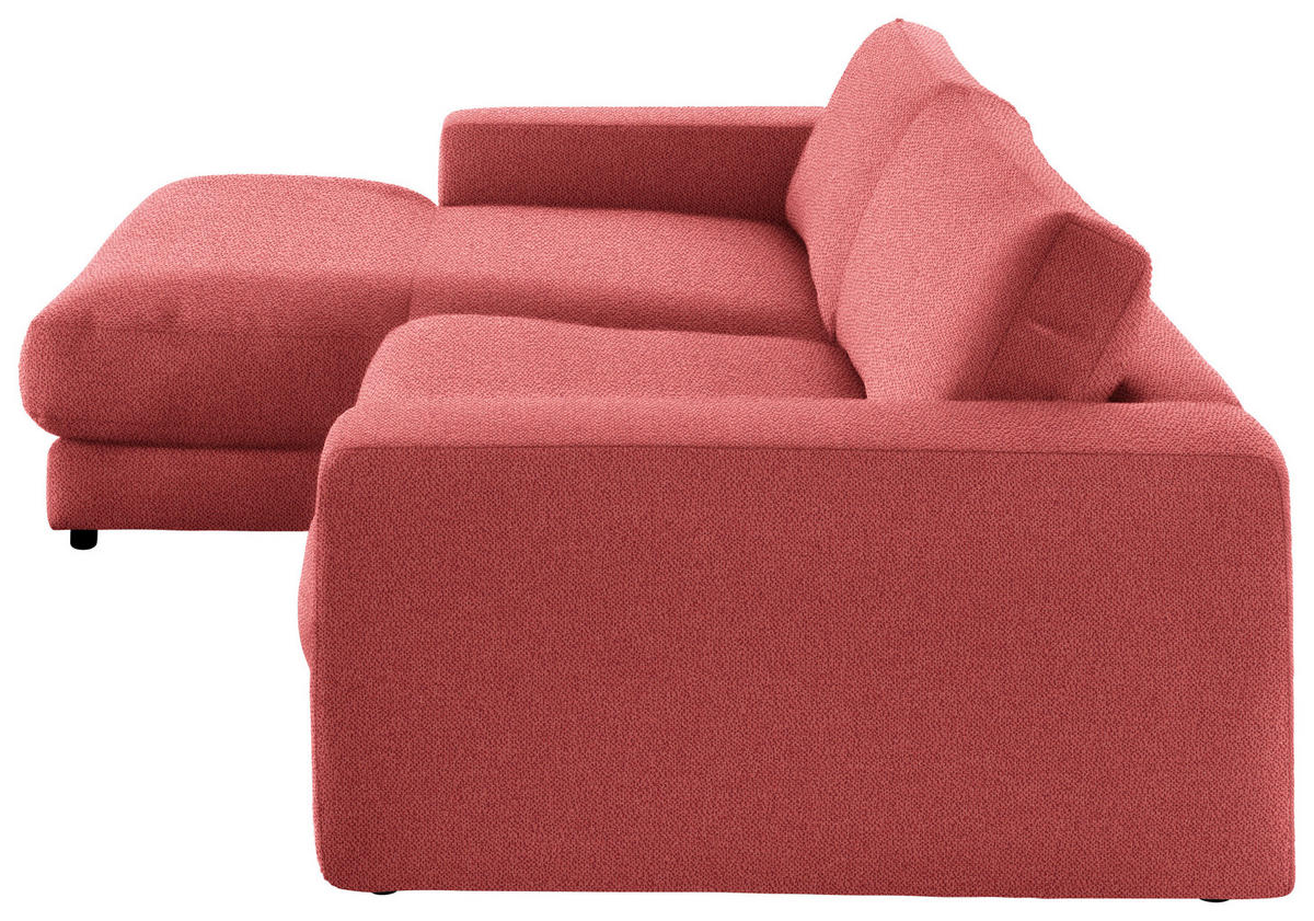 ECKSOFA in Flachgewebe Koralle  - Koralle/Schwarz, Design, Kunststoff/Textil (190/270cm) - Lomoco