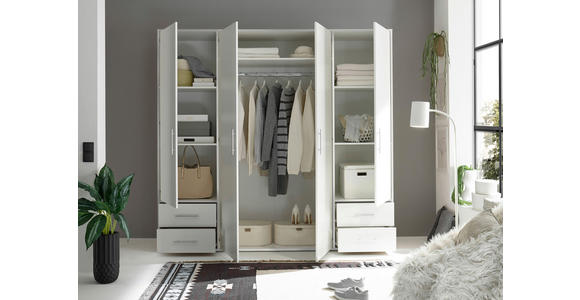 DREHTÜRENSCHRANK  in Weiß  - Alufarben/Weiß, KONVENTIONELL, Holzwerkstoff/Kunststoff (206/195/60cm) - Carryhome