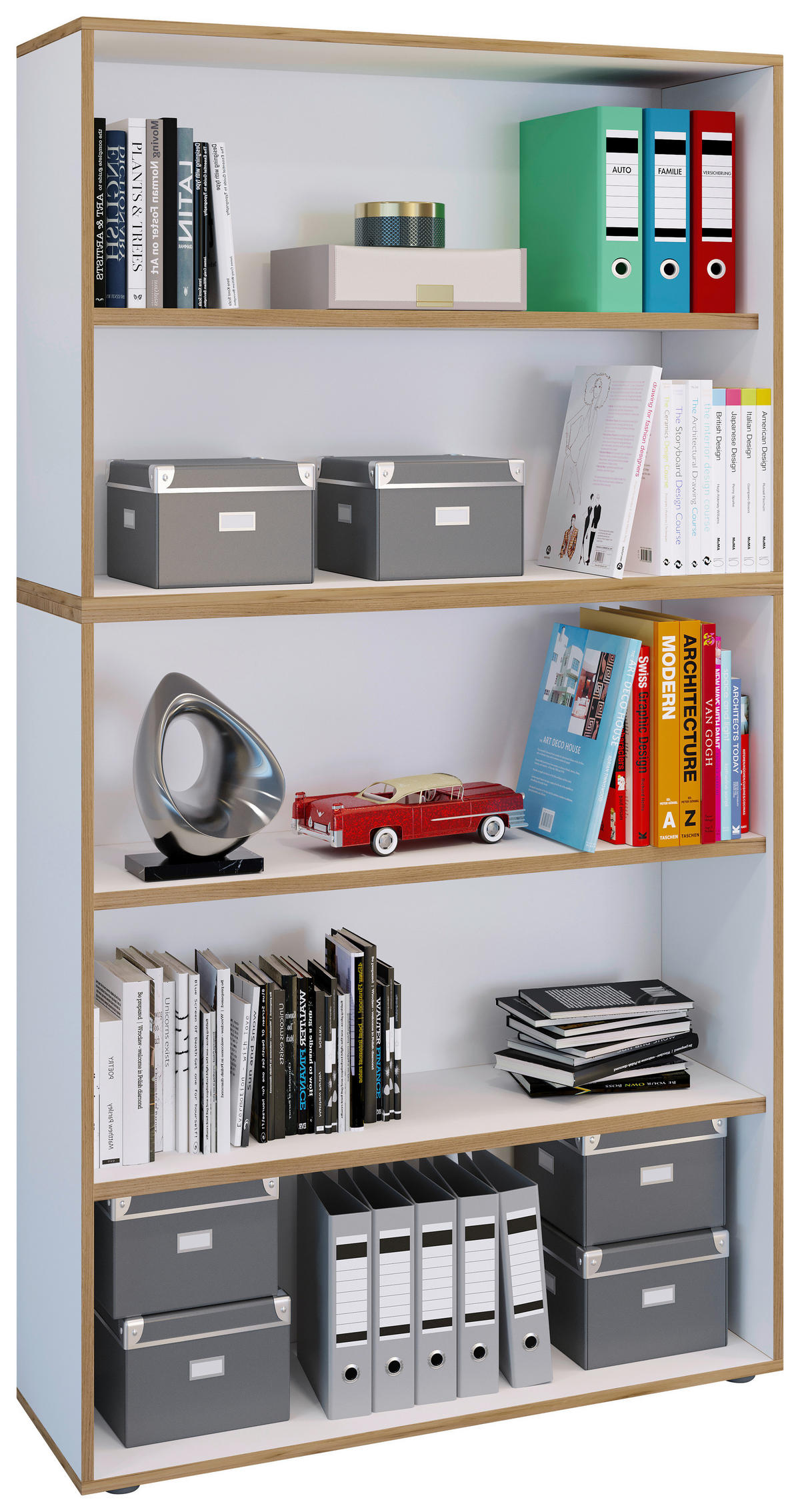 AKTENREGAL 100/183/33 cm  - Honigeiche/Weiss, Design, Holzwerkstoff/Kunststoff (100/183/33cm) - MID.YOU