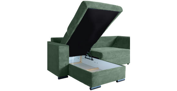 ECKSOFA Dunkelgrün Cord  - Dunkelgrün/Schwarz, KONVENTIONELL, Textil/Metall (168/258cm) - Carryhome