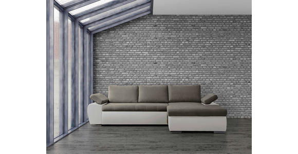 ECKSOFA  in Flachgewebe Weiß, Beige  271/175 cm  - Beige/Weiß, Design, Kunststoff/Textil (271/175cm) - Xora