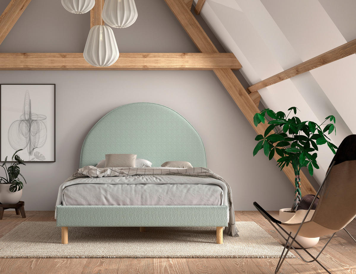 KINDER-/JUNIORBETT 140/200 cm  in Grün  - Naturfarben/Grün, ROMANTIK / LANDHAUS, Holz/Textil (140/200cm) - MID.YOU