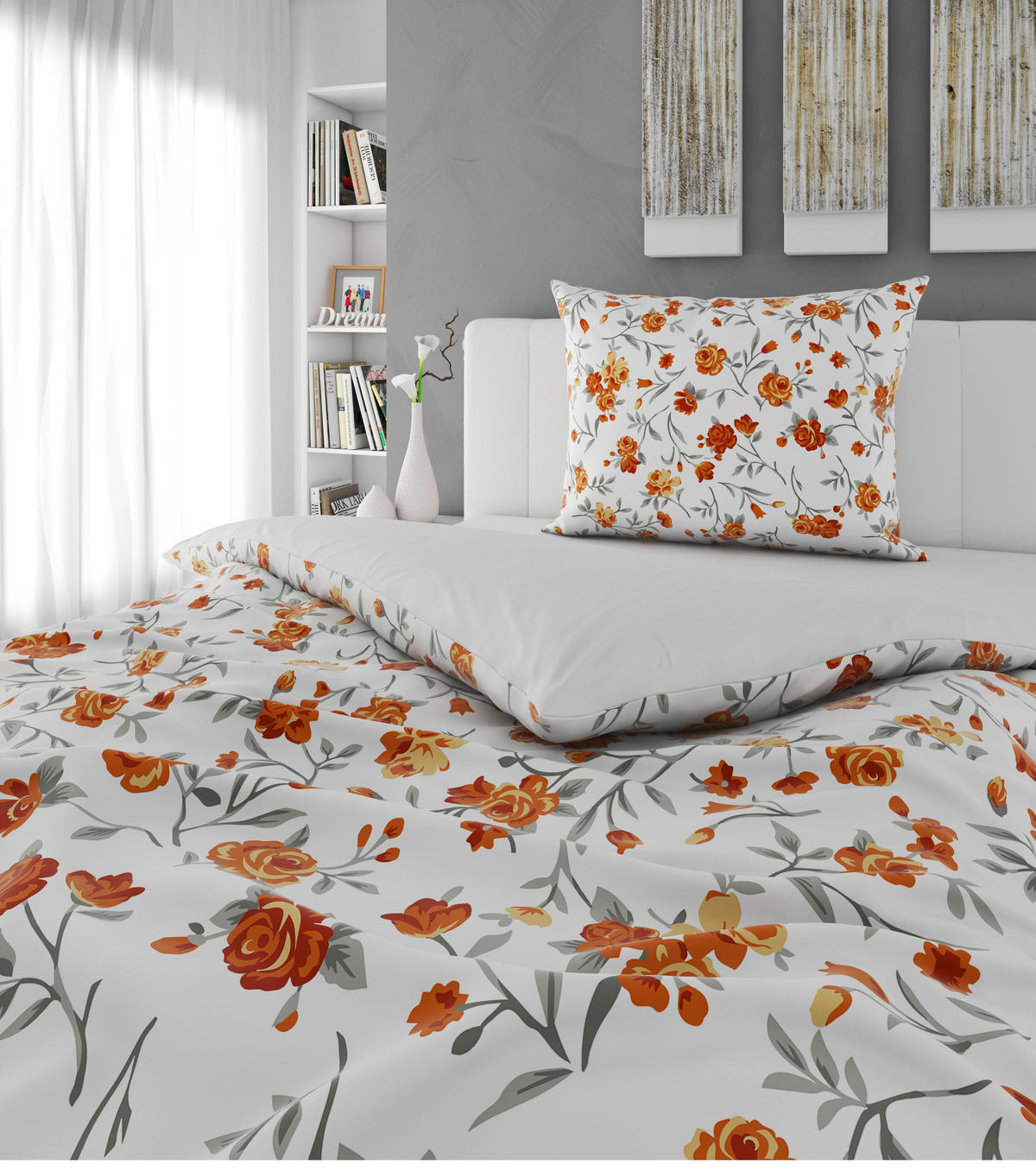 WENDEBETTWÄSCHE 2-teilig Satin 140/220 cm  - Orange, KONVENTIONELL, Textil (140/220cm) - Esposa
