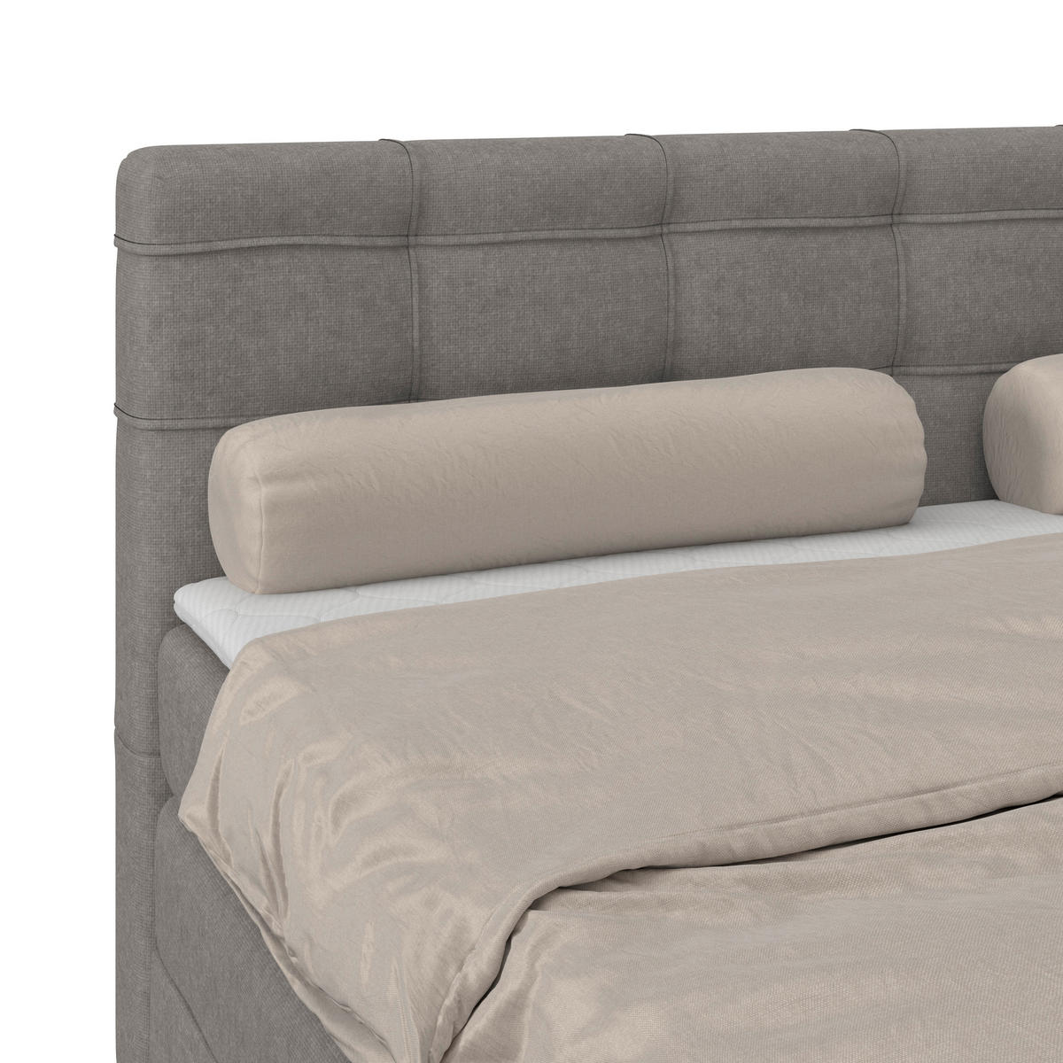 BOXSPRINGBETT 200/200 cm,  in Taupe, H3 = fest  - Taupe/Schwarz, KONVENTIONELL, Kunststoff/Textil (200/200cm)