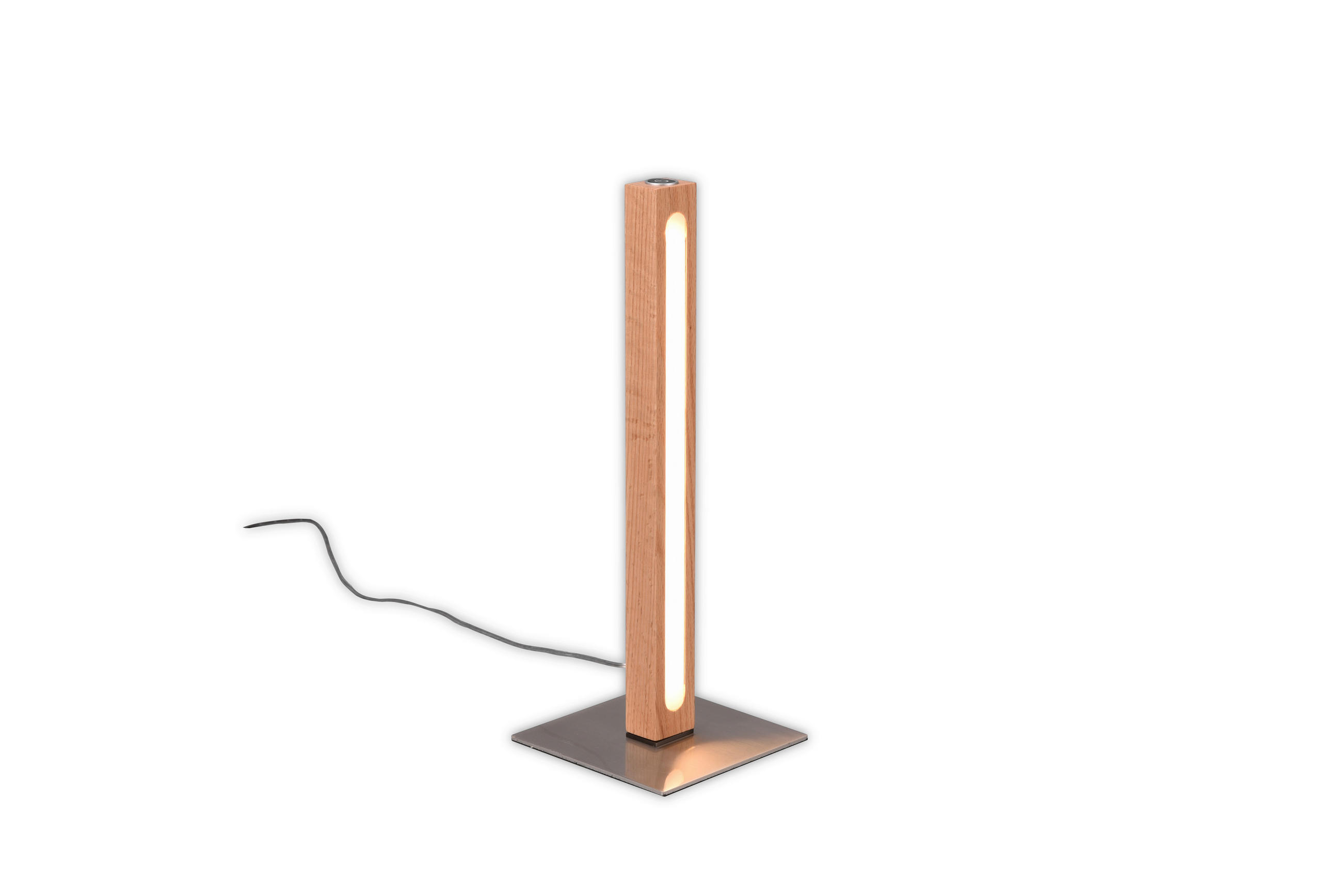 LAMPE DE TABLE LED - Eichefarben/Nickelfarben, Lifestyle, Holz/Kunststoff (15/40/15cm) - Novel