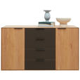 SIDEBOARD Erle vollmassiv Erlefarben, Dunkelbraun Einlegeböden  - Dunkelbraun/Erlefarben, Natur, Glas/Holz (150,9/84,7/44,2cm) - Valnatura