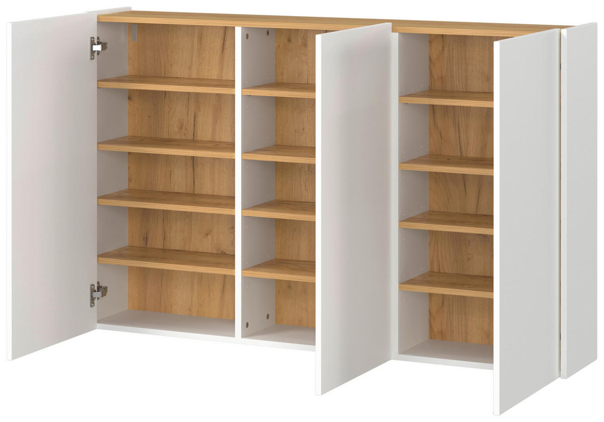 HÄNGESCHUHSCHRANK Weiß, Eichefarben  - Eichefarben/Weiß, Design, Holzwerkstoff (138/87/25cm)