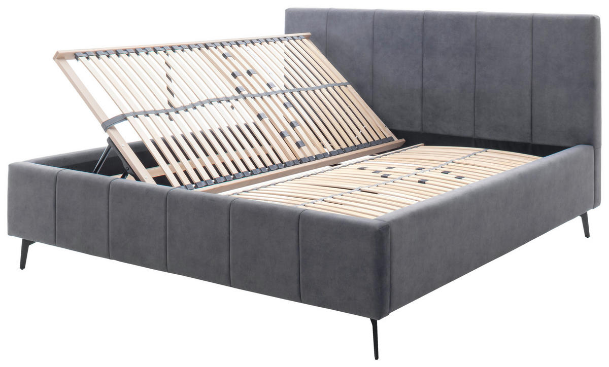 POLSTERBETT 160/200 cm  in Anthrazit  - Birkefarben/Anthrazit, Konventionell, Holz/Textil (160/200cm) - Boxxx