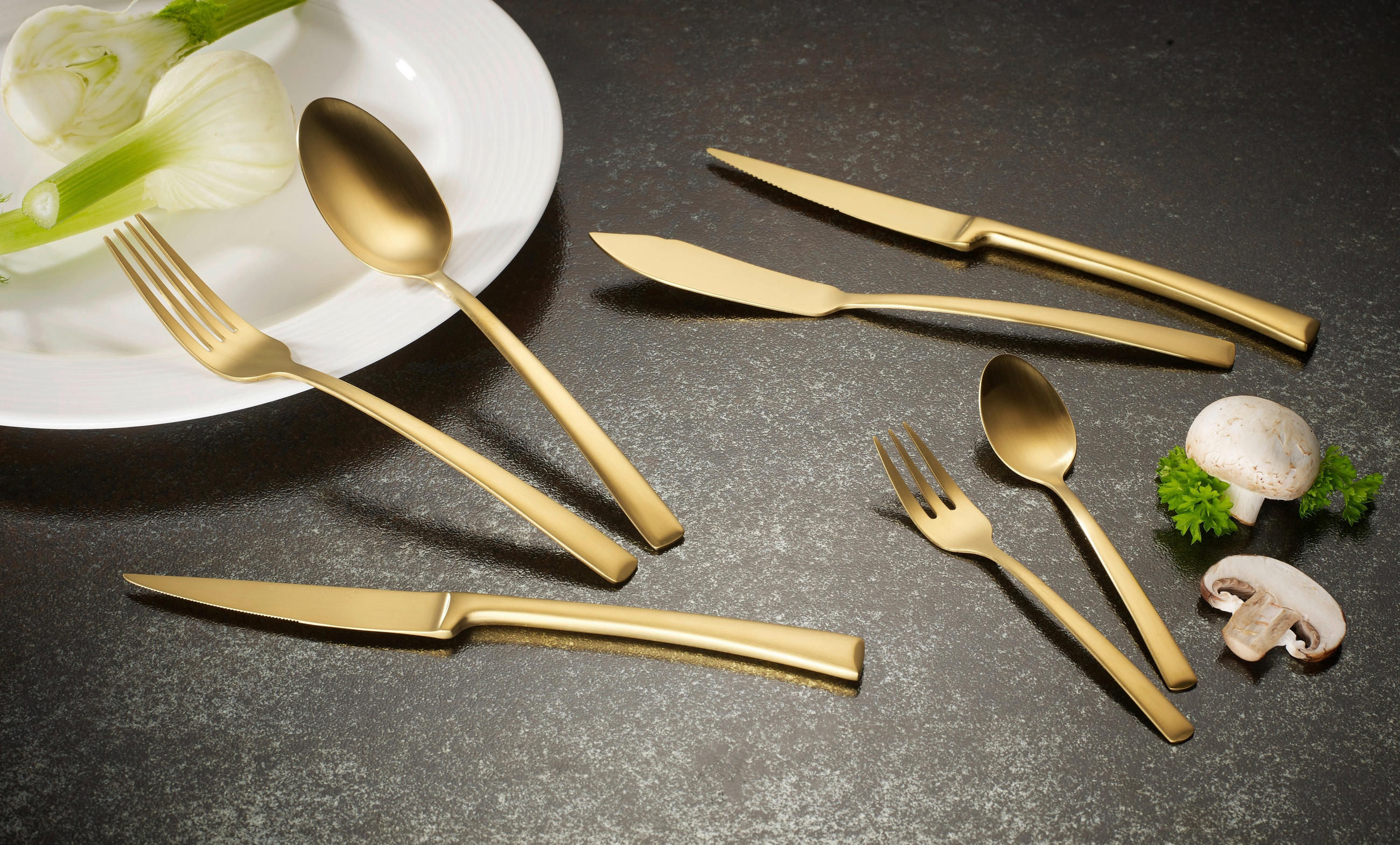 BESTECKSET  42-teilig  - Goldfarben, Trend, Metall - Echtwerk