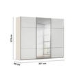 SCHWEBETÜRENSCHRANK 301/223/68 cm 3-türig Weiß, Champagner  - Chromfarben/Champagner, KONVENTIONELL, Glas/Holzwerkstoff (301/223/68cm) - Novel
