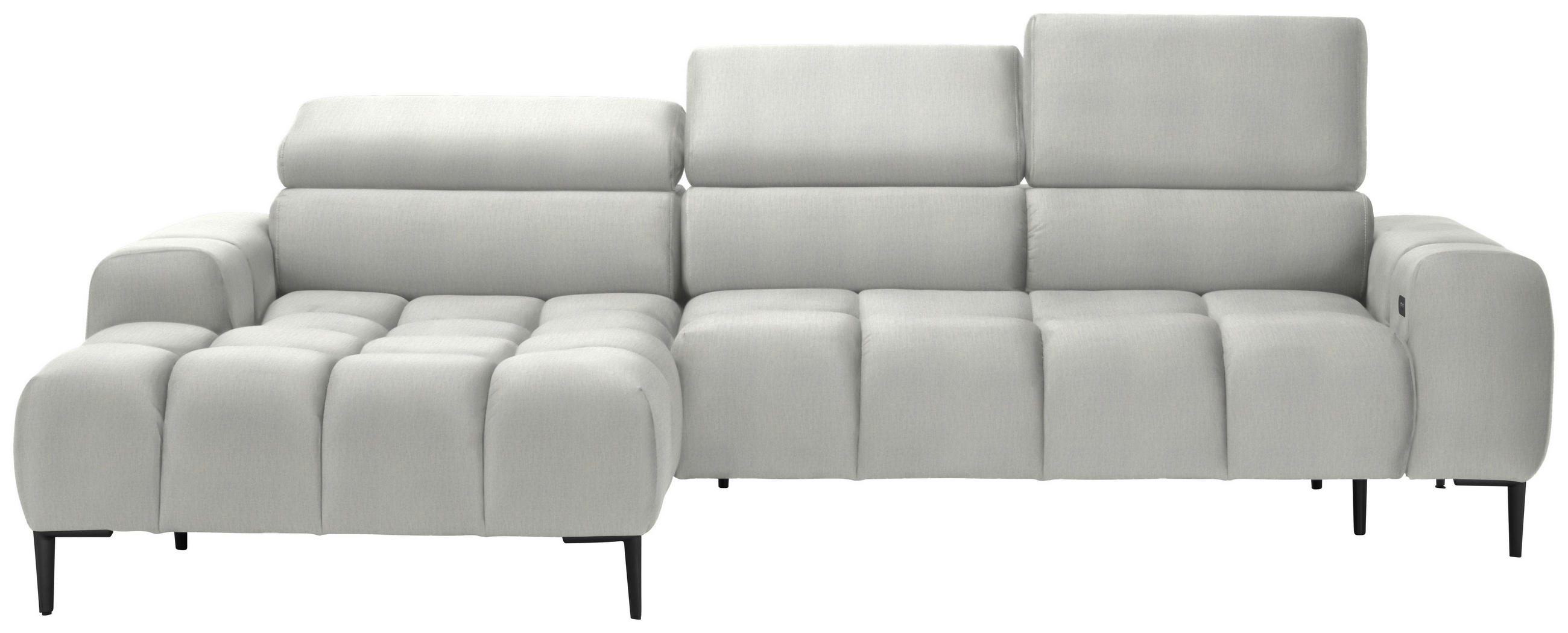 ECKSOFA Creme Samt, Webstoff  - Creme/Schwarz, Design, Textil/Metall (177/270cm) - Welnova
