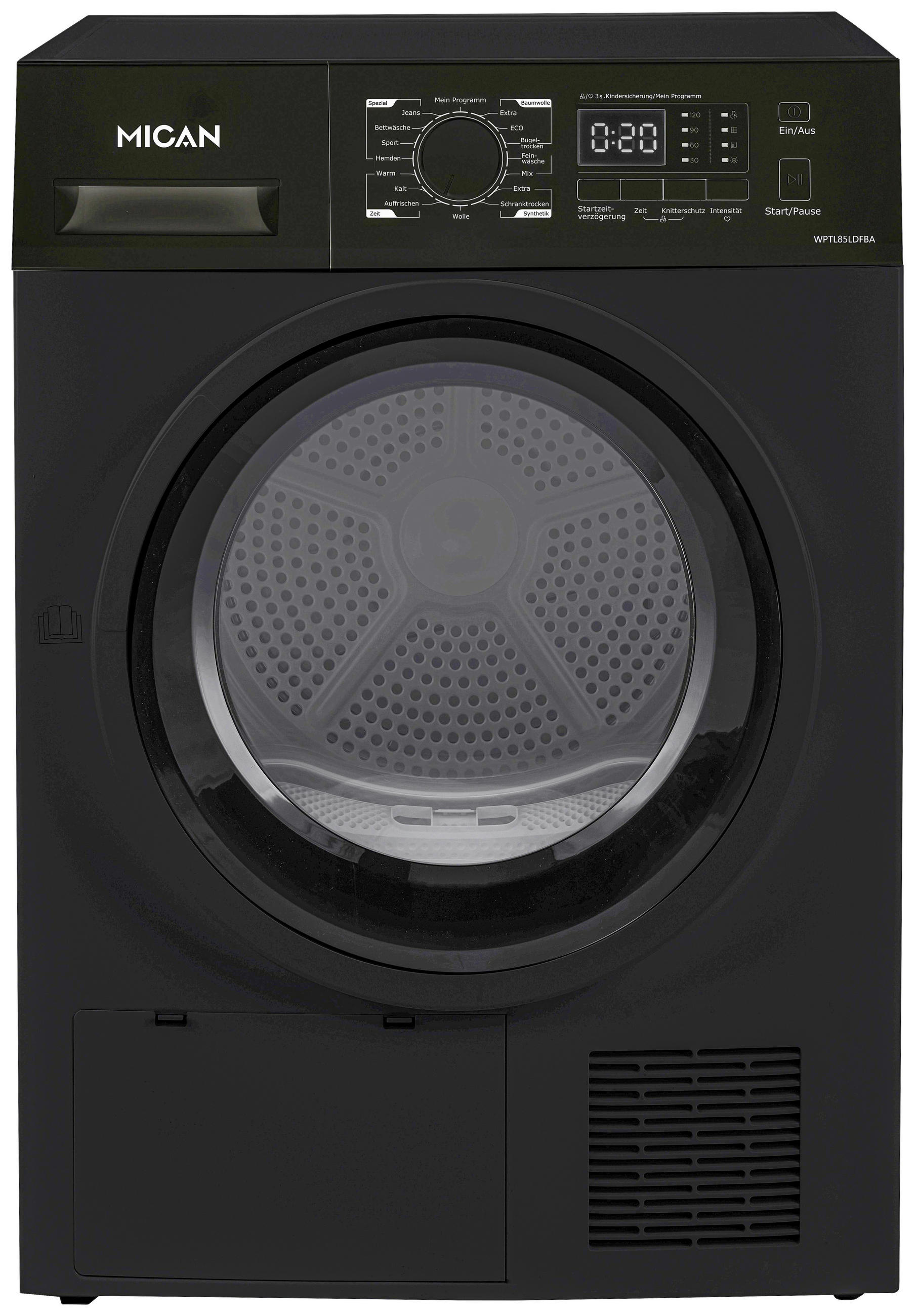 WÄRMEPUMPENTROCKNER WPTL85LDFBA  - Schwarz, Basics, Kunststoff/Metall (60/84,5/59,5cm) - Mican