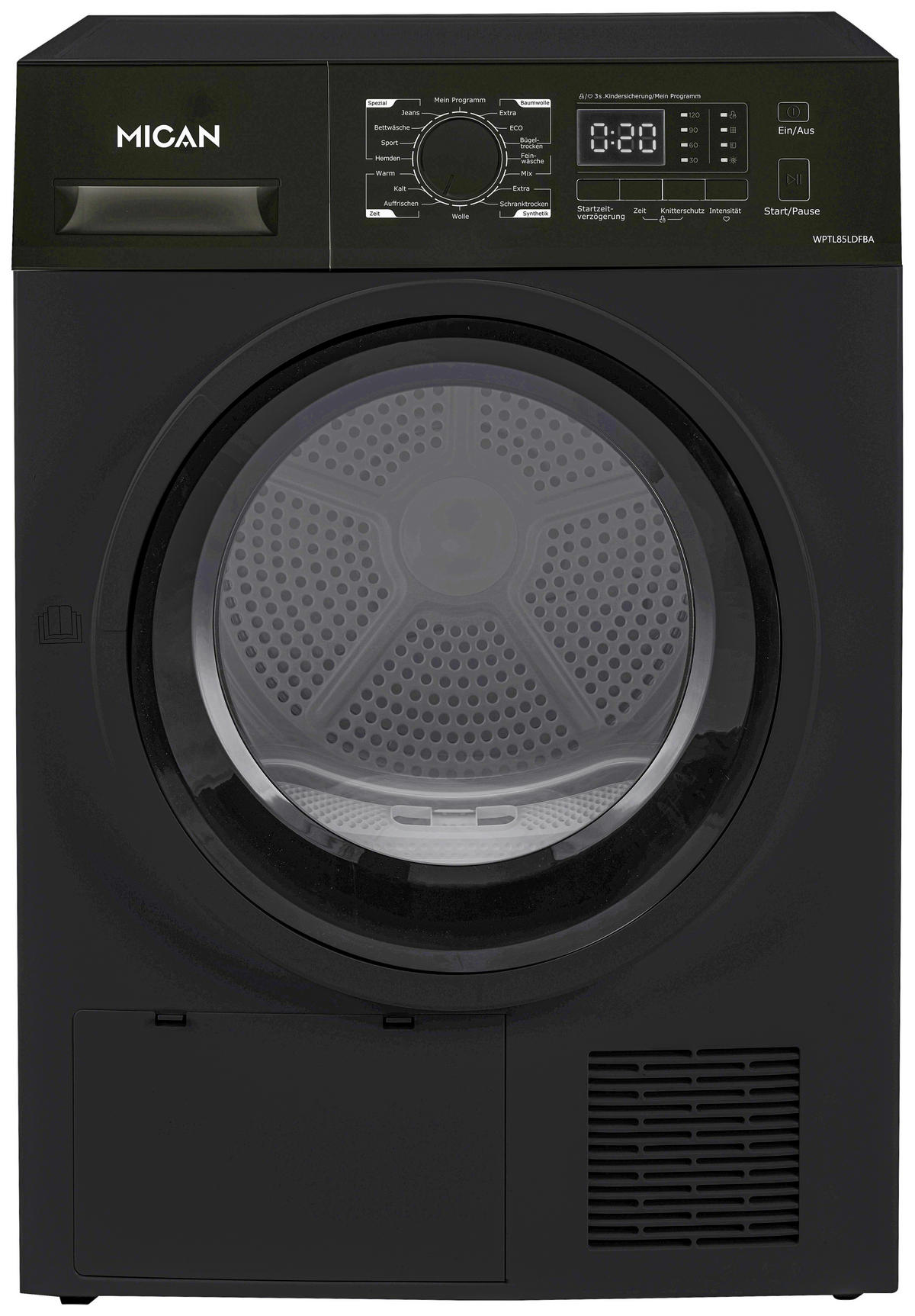 WÄRMEPUMPENTROCKNER WPTL85LDFBA  - Schwarz, Basics, Kunststoff/Metall (60/84,5/59,5cm) - Mican