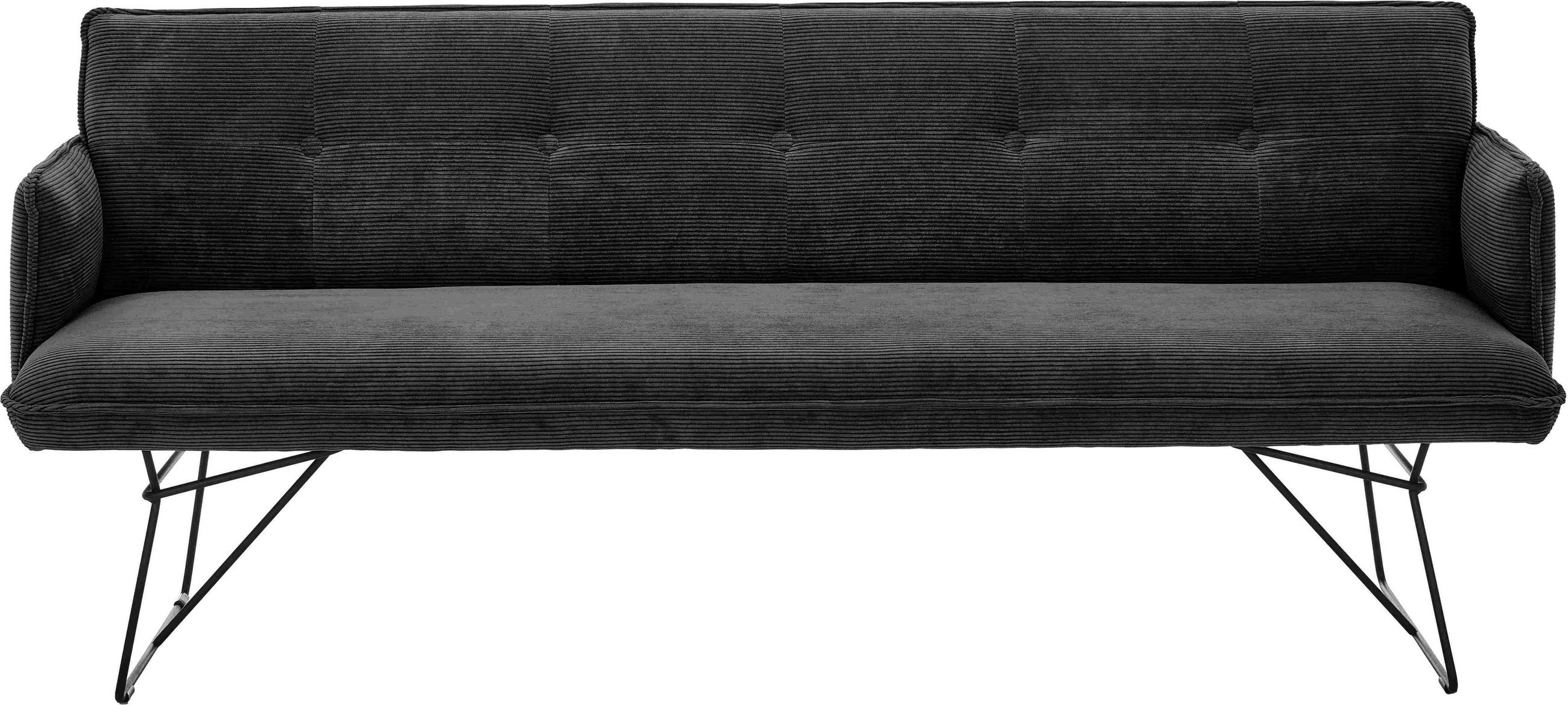 SITZBANK 212/89/70 cm Feincord Mokka Metall  - Schwarz/Mokka, Design, Textil/Metall (212/89/70cm) - Pure Home Lifestyle