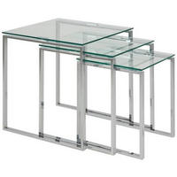 BEISTELLTISCHSET in Glas 36-50/36-50/45-55 cm  - Klar/Chromfarben, Trend, Glas/Metall (36-50/36-50/45-55cm)