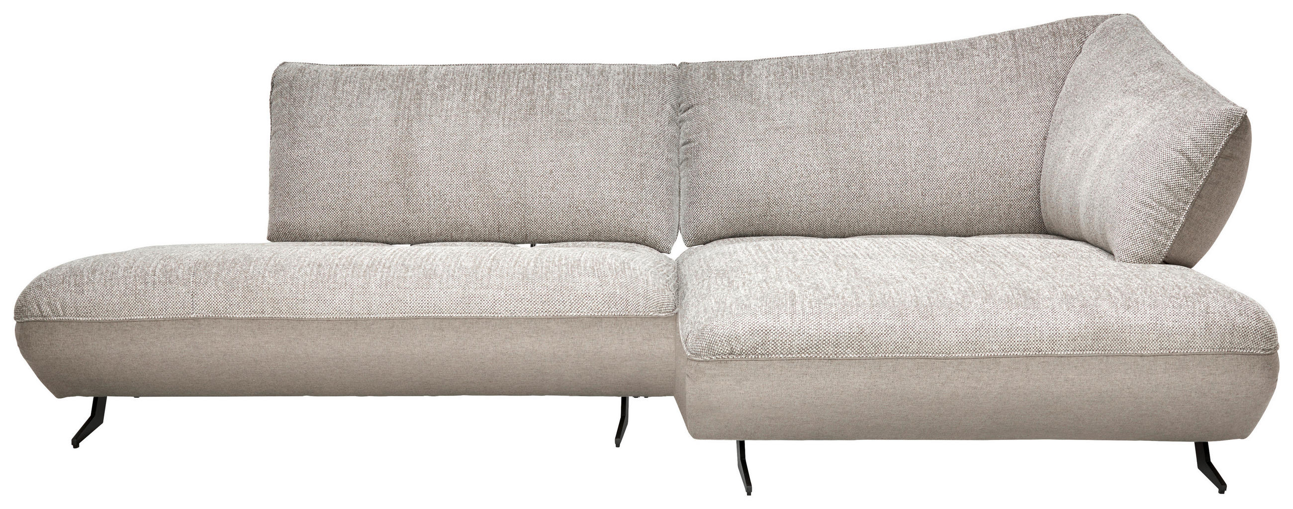 ECKSOFA in Chenille, Struktur Grau, Sandfarben - Sandfarben/Anthrazit, Design, Textil/Metall (265/172cm) - Joop!