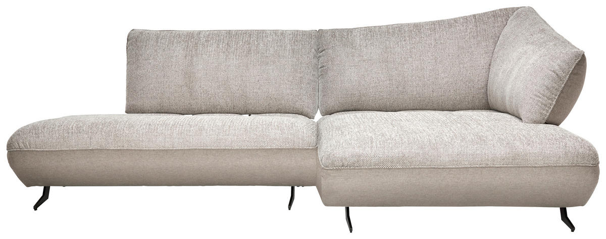 ECKSOFA in Chenille, Struktur Grau, Sandfarben  - Sandfarben/Anthrazit, Design, Textil/Metall (265/172cm) - Joop!