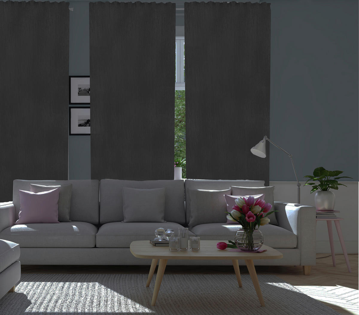 WÄRMESCHUTZVORHANG MILTON Verdunkelung 140/245 cm   - Grau, Basics, Textil (140/245cm)