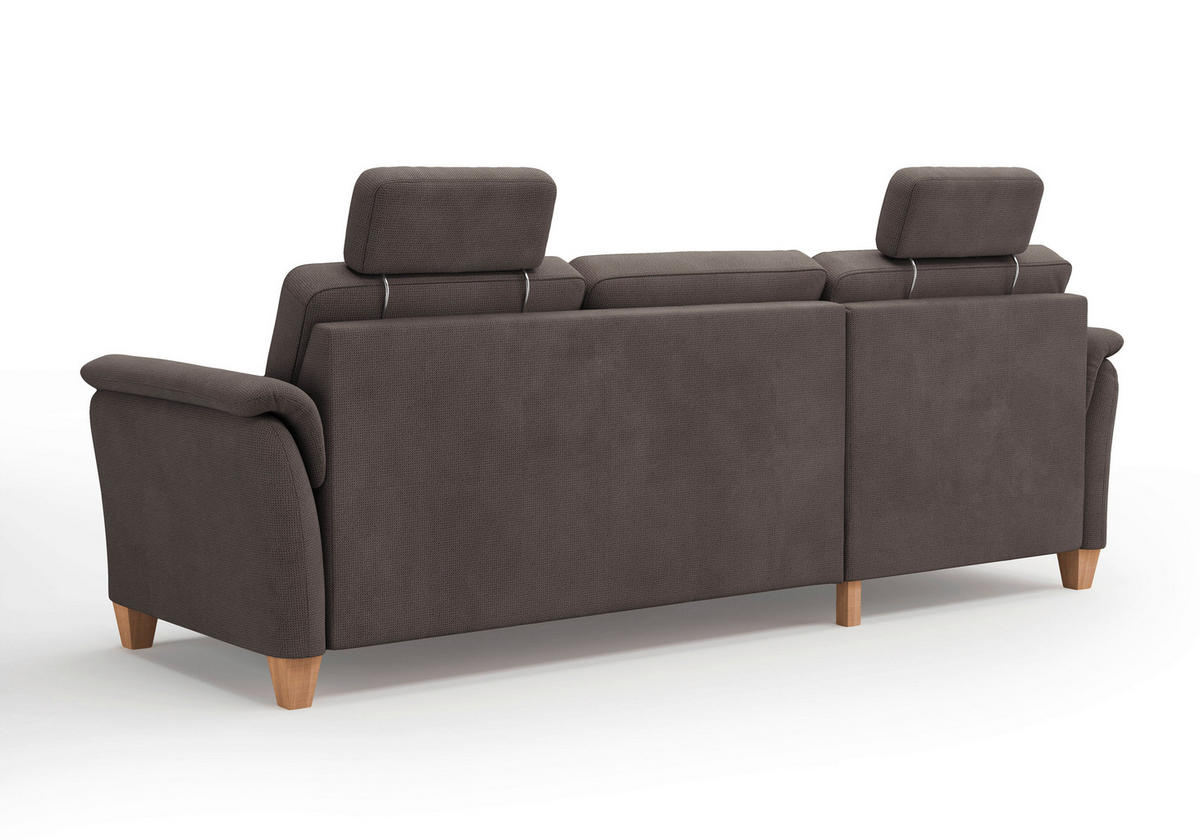ECKSOFA PALMERA V Dunkelbraun Flachgewebe  - Eichefarben/Dunkelbraun, KONVENTIONELL, Holz/Textil (163/244cm) - Sit & More