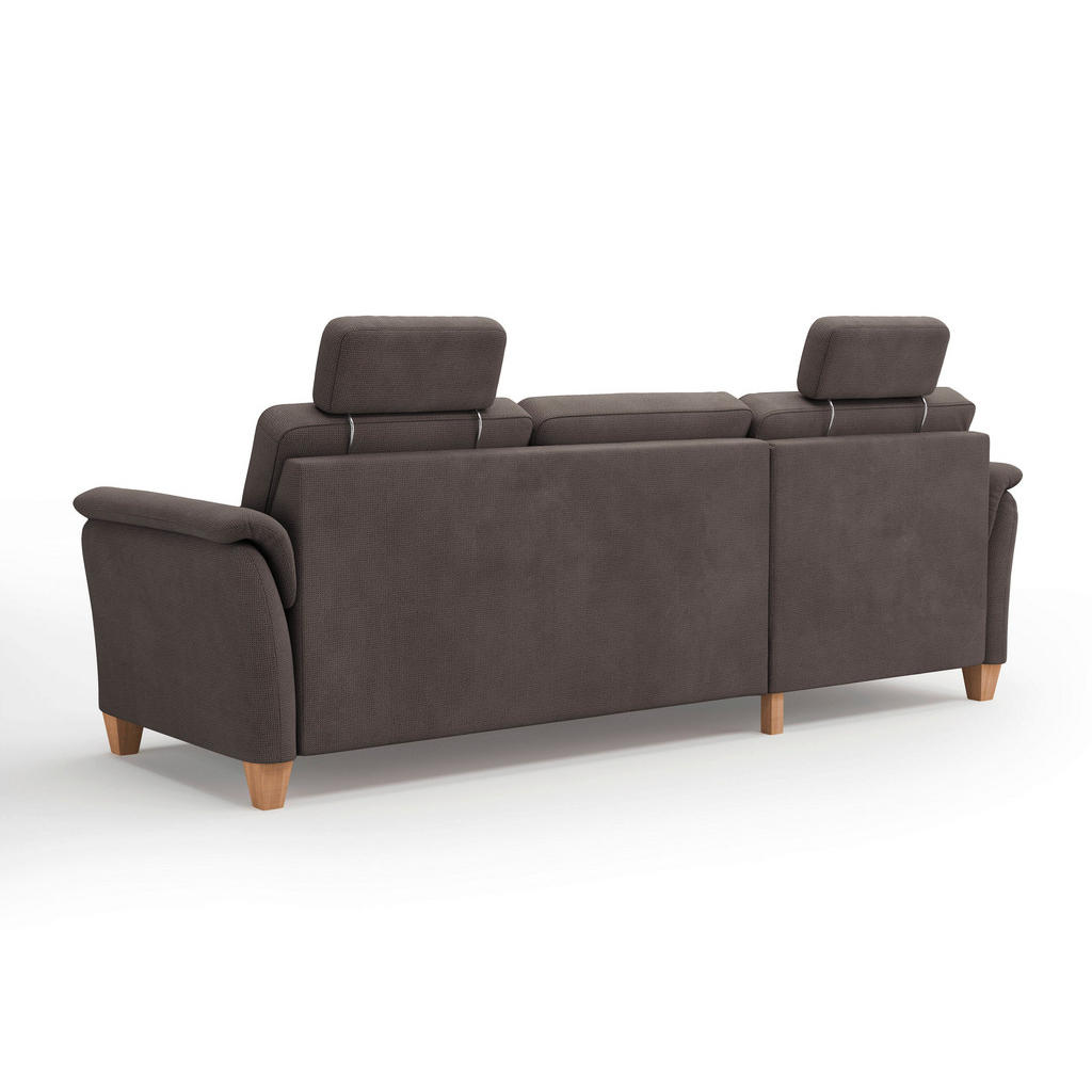 Thumbnail - Sit & More Ecksofa Palmera V, Dunkelbraun, Textil, Buche, 4,5-Sitzer, Ottomane links, L-Form, 244x163 cm, Goldenes M, Oe...