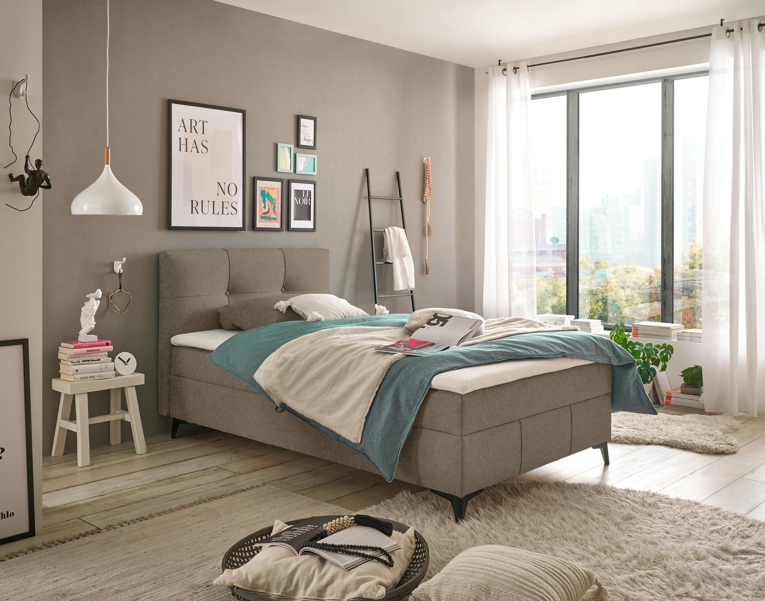 BOXBETT 120/200 cm  in Braun  - Braun, Basics, Holzwerkstoff/Textil (120/200cm) - Xora