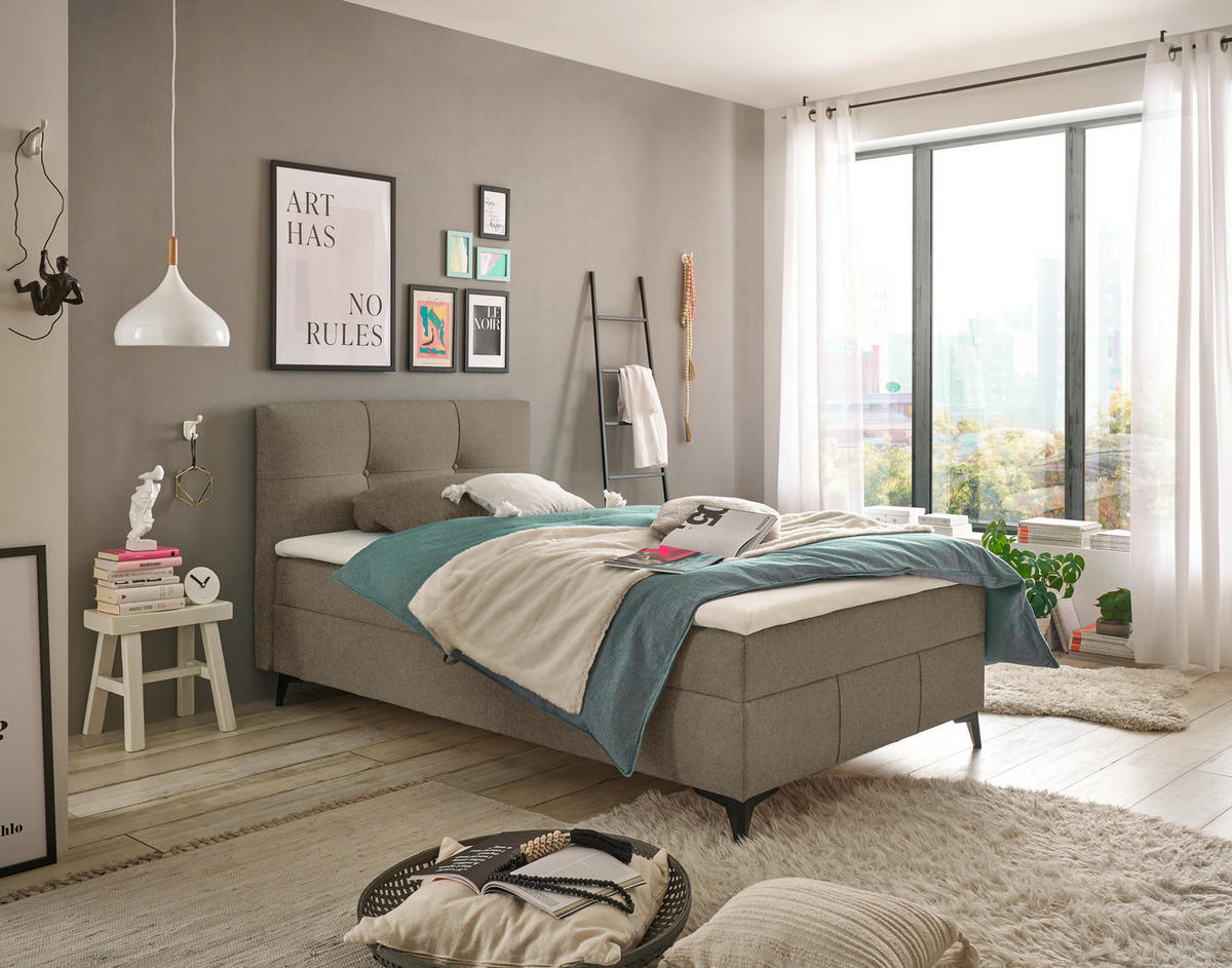 BOXBETT 120/200 cm  in Braun  - Braun, Basics, Holzwerkstoff/Textil (120/200cm) - Xora