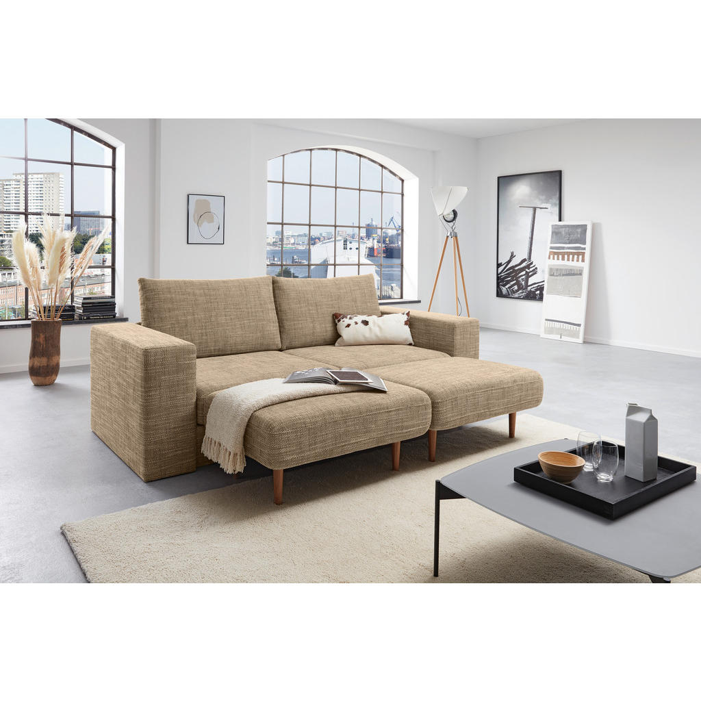 Thumbnail - Looks by W.Joop Dreisitzer-Sofa Looks V-1, Braun, Beige, Textil, Eiche, massiv, 2-Sitzer, 212x96x107 cm, Made in EU, Woh...