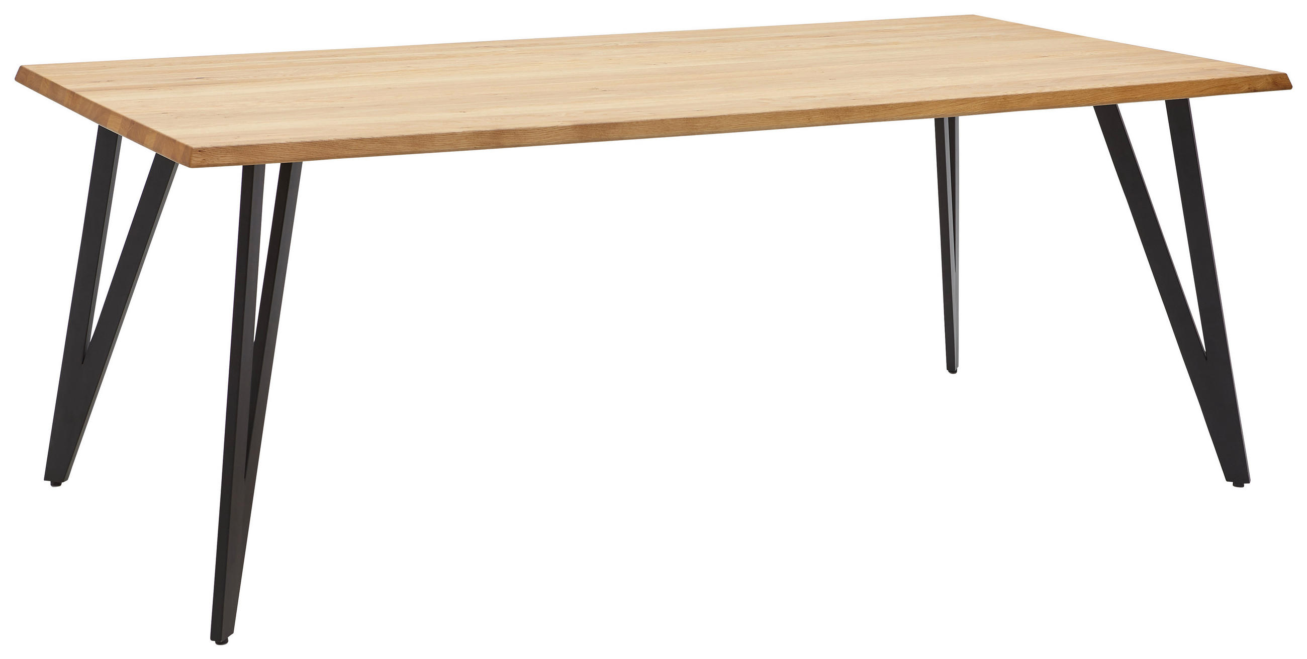 ESSTISCH Wildeiche massiv rechteckig Schwarz, Eichefarben  - Eichefarben/Schwarz, Design, Holz/Metall (180/100/76cm) - Valnatura