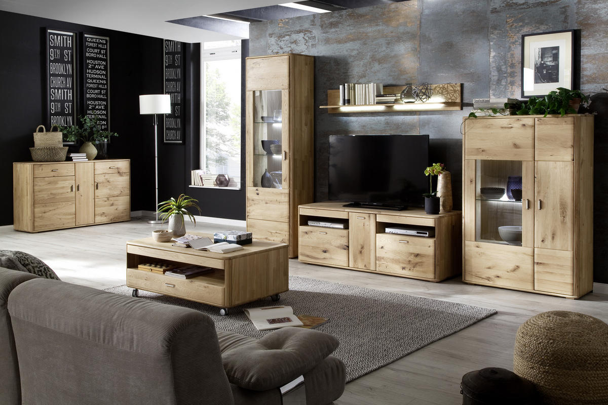 SIDEBOARD 156/90/44 cm  in Eichefarben  - Eichefarben/Silberfarben, Design, Holz/Metall (156/90/44cm) - Livetastic