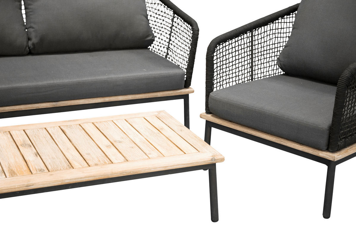 LOUNGEGARNITUR  79,5/148 cm   - Schwarz, KONVENTIONELL, Kunststoff (79,5/148cm) - Gardenson
