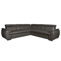 ECKSOFA  in Echtleder Dunkelbraun  - Dunkelbraun/Schwarz, Design, Leder/Holz (265/265cm) - Livetastic